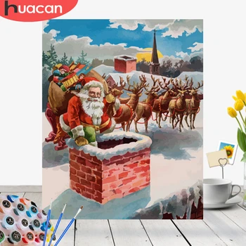 

HUACAN Painting By Numbers Santa Claus Cartoon HandPainted Kits Drawing Canvas DIY Oil Pictures Christmas Home Decoration Gift