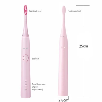 

Vgr V-806 Electric Toothbrush Usb Charging Sound Wave Automatic Smart Toothbrush Adult Waterproof Toothbrush with Replacement To