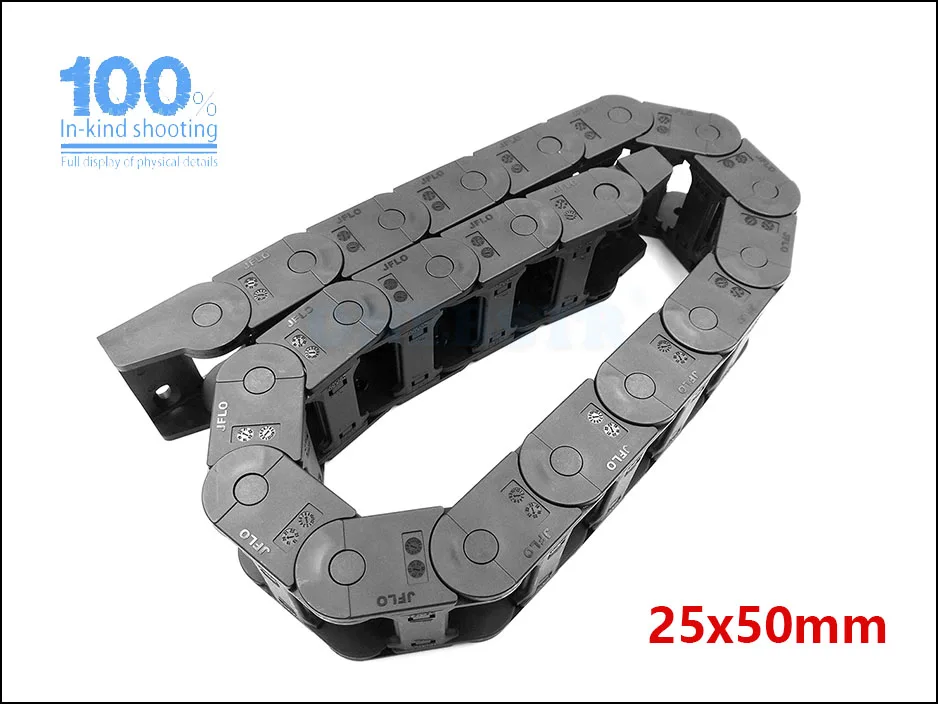 JFLO 1Meter 25x25 25x38 25x50 25x57 25x77mm Wire Carrier cable Drag chain Bridge type open of both side Towline Free shipping 22