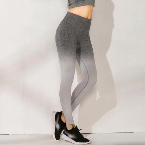 Женские компрессионные штаны для йоги, энергетические бесшовные длинные леггинсы, для фитнеса, высокая талия, штаны с эффектом омбре, для тренировки, градиентные резинки, попки, леггинсы - Цвет: H