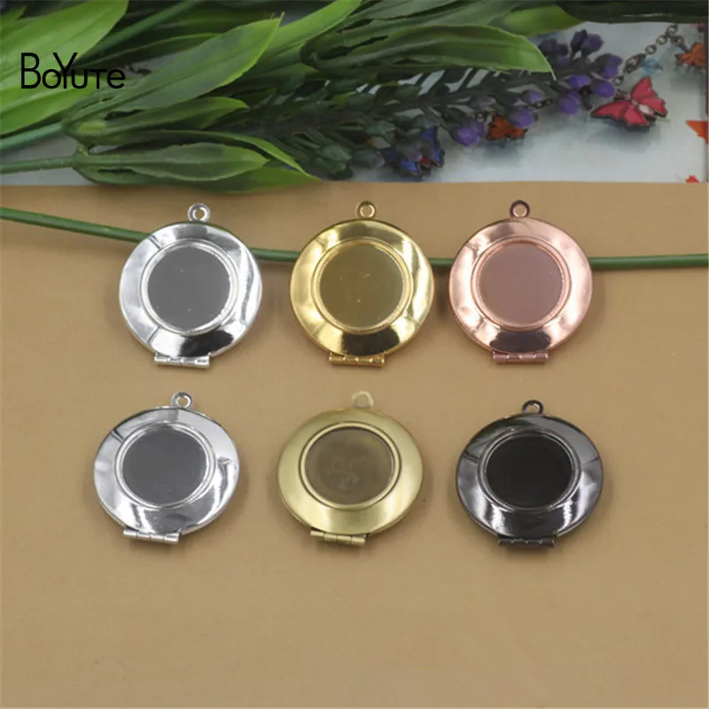 BoYuTe 10Pcs 7 Colors Plated Metal Copper Round 16MM Cabochon Locket Classic Design Plain Photo Locket Pendant Diy (5)