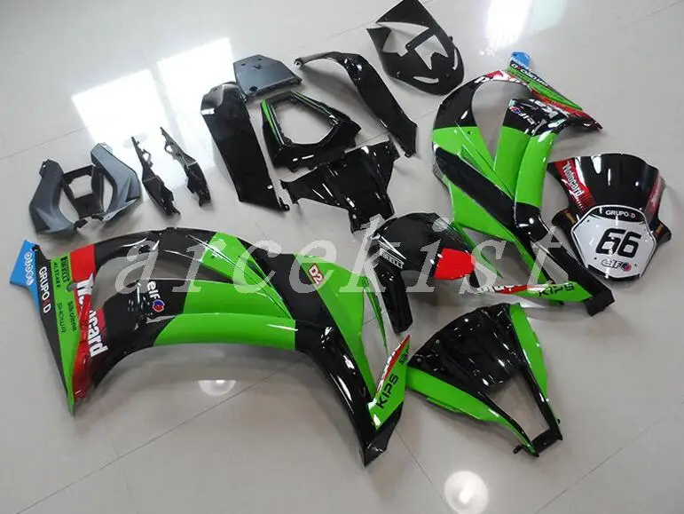 ABS полный набор обтекатели комплект подходит для kawasaki Ninja ZX-10R ZX10R 2011 2012 2013, 11, 12, 13, 14, 15 лет, цвета: зеленый, черный 87