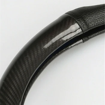 

Durable And Practical Black Carbon Fiber Stitching Leather Steering Wheel Cover Non-slip 15 Inch 38cm