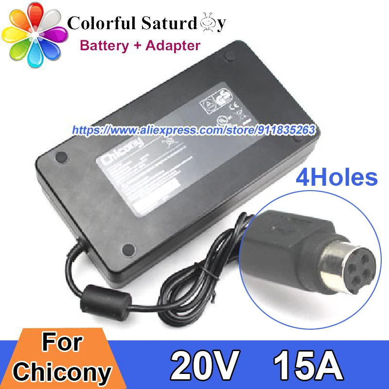 Original CPA09-022A CHICONY Power Adapter 20V 15A 300W For CLEVO P570WM P377SM P170HM P370EM P375SM P170EM P370EM-3D X7200 X7201 |