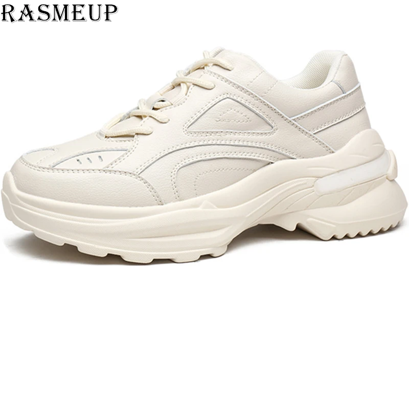 RASMEU/дышащие женские не сужающиеся книзу кроссовки; коллекция 2019 года; сезон осень; Модная белая женская обувь на плоской платформе;
