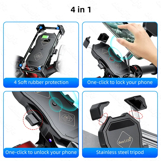 Deelife Motorbike Motorcycle Phone Holder Wireless Charging for Moto X-Grip Telephone Support Cell Mobile Stand Smartphone Mount 6