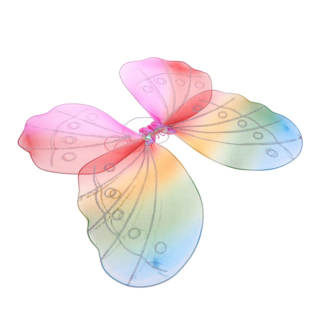 Cute Glitter Colorful Butterfly Fairy Wing Kids Birthday Party Fancy Dress Photo Prop