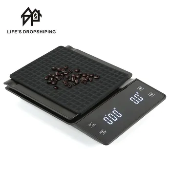 

0.1g /3kg Timer LCD Electronic Scale Drip Coffee Scale With Timer Portable Electronic Digital Coffee Weight Household Drip Scale