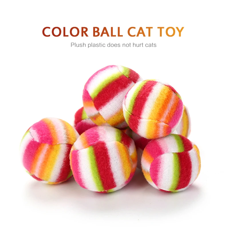 Rainbow Ball Cat Toys Rolling Ball Built-in Ringstone Toys For Cats Interactive Scratch Ball For Kittens Plush Dog Toys Pet Toys