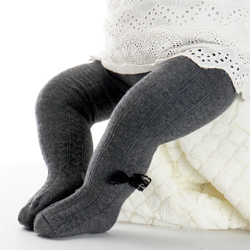 style 5 dark gray Детские колготки; милые хлопковые колготки с кружевными бантами для маленьких девочек; зимние колготки для новорожденных девочек; колготки для маленьких девочек - Цвет: style 5 dark gray