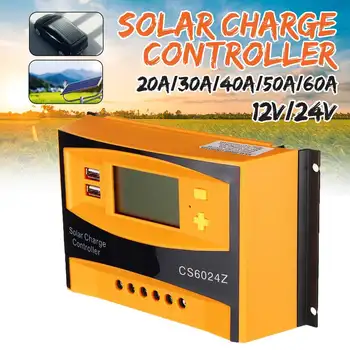 

12V/24V LCD Display PWM Solar Charger Controller Dual USB Solar Charge Controller 20A 30A 40A 50A 60A