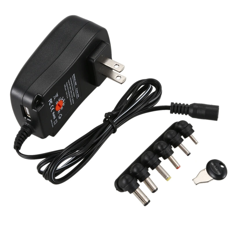 30W 3 V-12 V Регулируемый мульти Напряжение Универсальный адаптер переменного тока в постоянный ток/DC адаптер переключения Питание с 6 Вилки и 5V2. 1A USB Порты и разъёмы для маршрутизатор CC