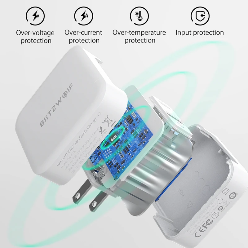 BlitzWolf BW-S18 Gan 65W 2-Port USB-C PD Fast