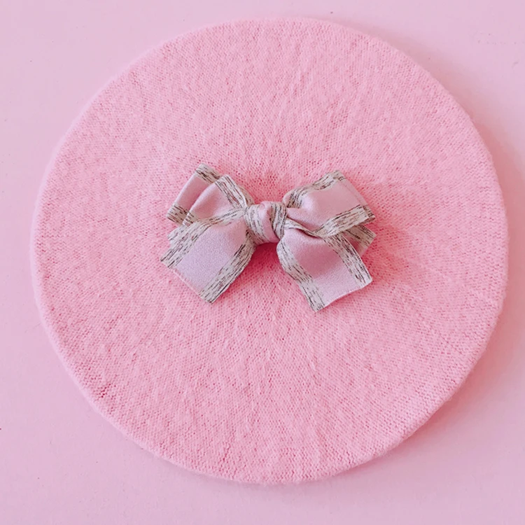 Pink Японская девушка ручной работы шляпа сладкий двухслойный бант шерстяной берет Голова Украшения шляпа Мягкая сестра Лолита художника шляпа - Цвет: Pink