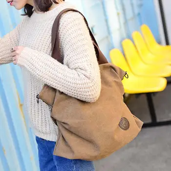 

Fashion Simple Women Handbag Canvas Large Capacity Messenger Shoulder Bags High Quality Tote Bolsa Female Feminina New