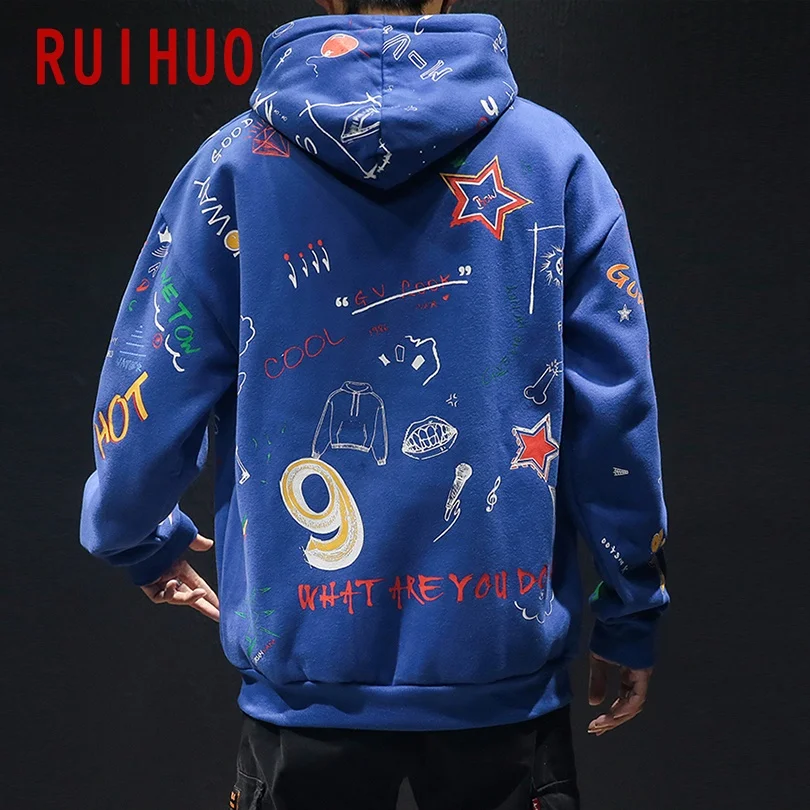 RUIHUO 2020 Новинка весны толстовка с капюшоном в стиле хип хоп Мужская модная уличная