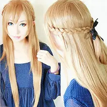 80 см Sword Art Online Asuna Yuuki парики длинные плетеные золотисто-коричневый косплей парик