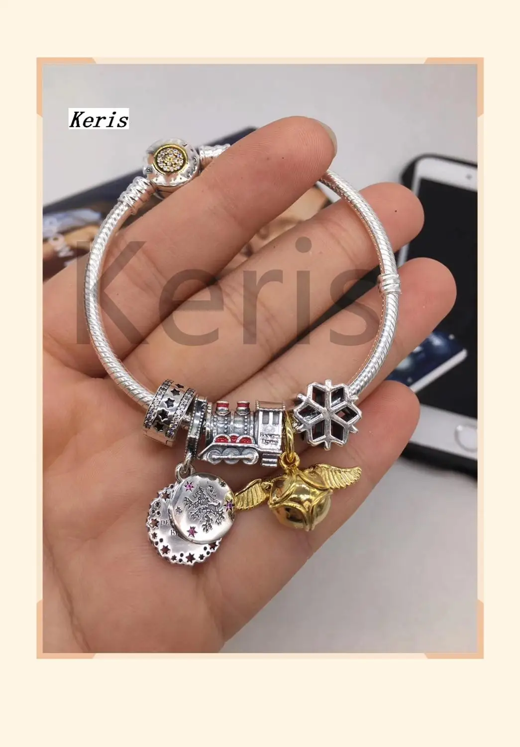 

High Quality Reproduction 1:1 100%925 Sterling Silver New Imp Locomotive Tag Beaded Bracelet Free Package