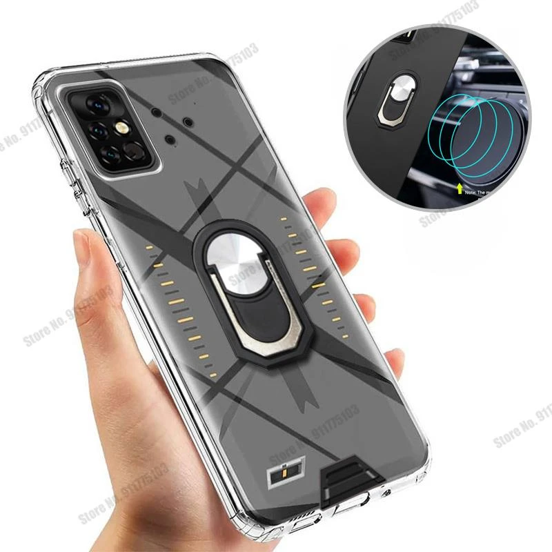 belt pouch for mobile phone For Umidigi Bison Pro / Bison / Bison GT transparent Silicone Soft Stand Holder Case For Bison 2021 A11 360 Rotation Ring Cover pouch phone