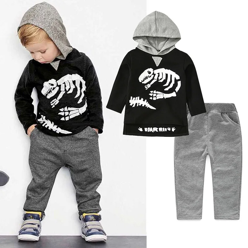 

Baby Boys Clothes Toddler Kid Autumn Long Sleeve Dinosaur Hooded Sweatshirt Top Long Pant Sportswear Outfit 2Pcs Clothing Sets