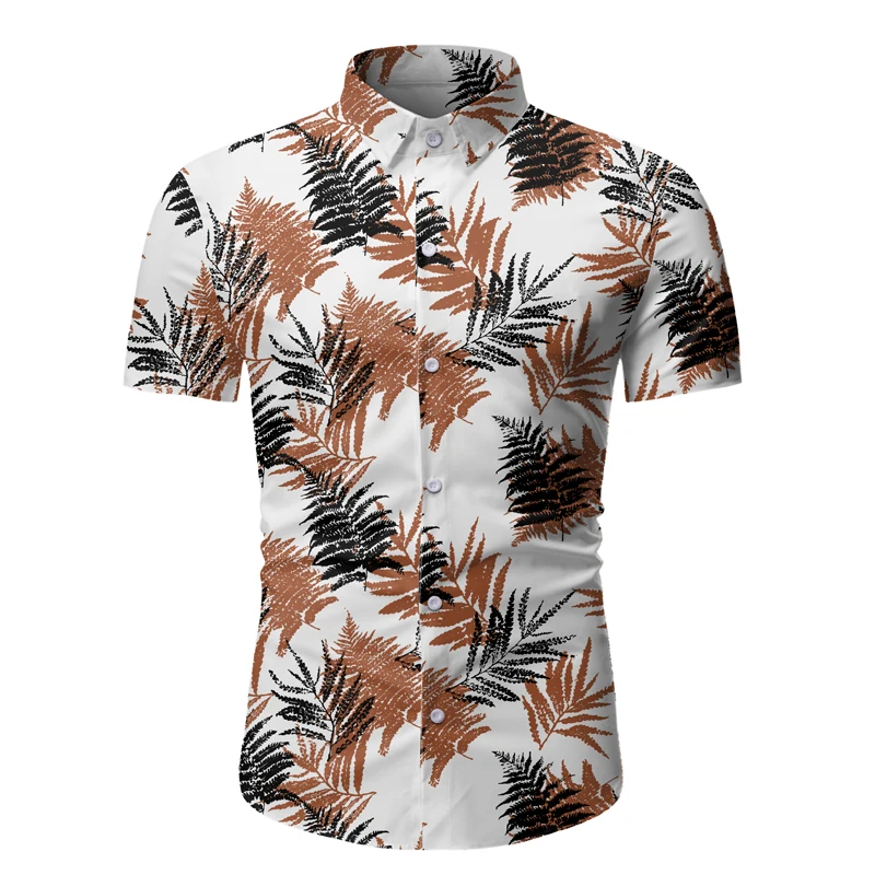 HZ63-1 Мужские Пляжные рубашки с цветочным принтом, Chemise Homme,, брендовая приталенная гавайская рубашка с коротким рукавом, мужские вечерние повседневные рубашки для отдыха, Camisa - Цвет: HZ63-1