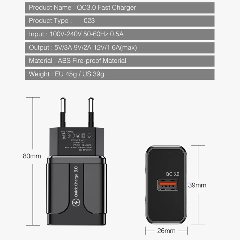 Быстрая зарядка 3,0 USB зарядное устройство для мобильного телефона зарядное устройство адаптер для iPhone 11 XR EU/US разъем QC3.0 Быстрая зарядка для samsung S10 Xiaomi