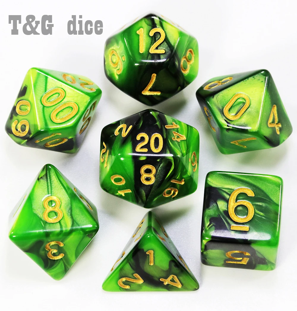 Крутые Разноцветные Игральные Кости 7 шт./компл. Dnd доска с кубиками игры/ролевые