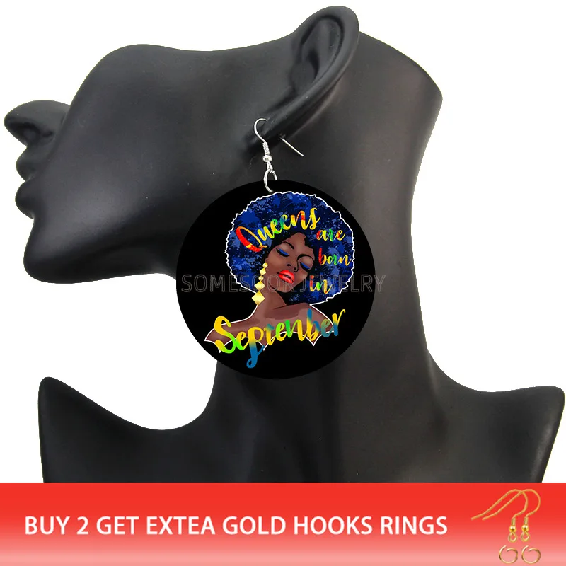 Birthday Month Queens Are Born In Large Wooden Earrings