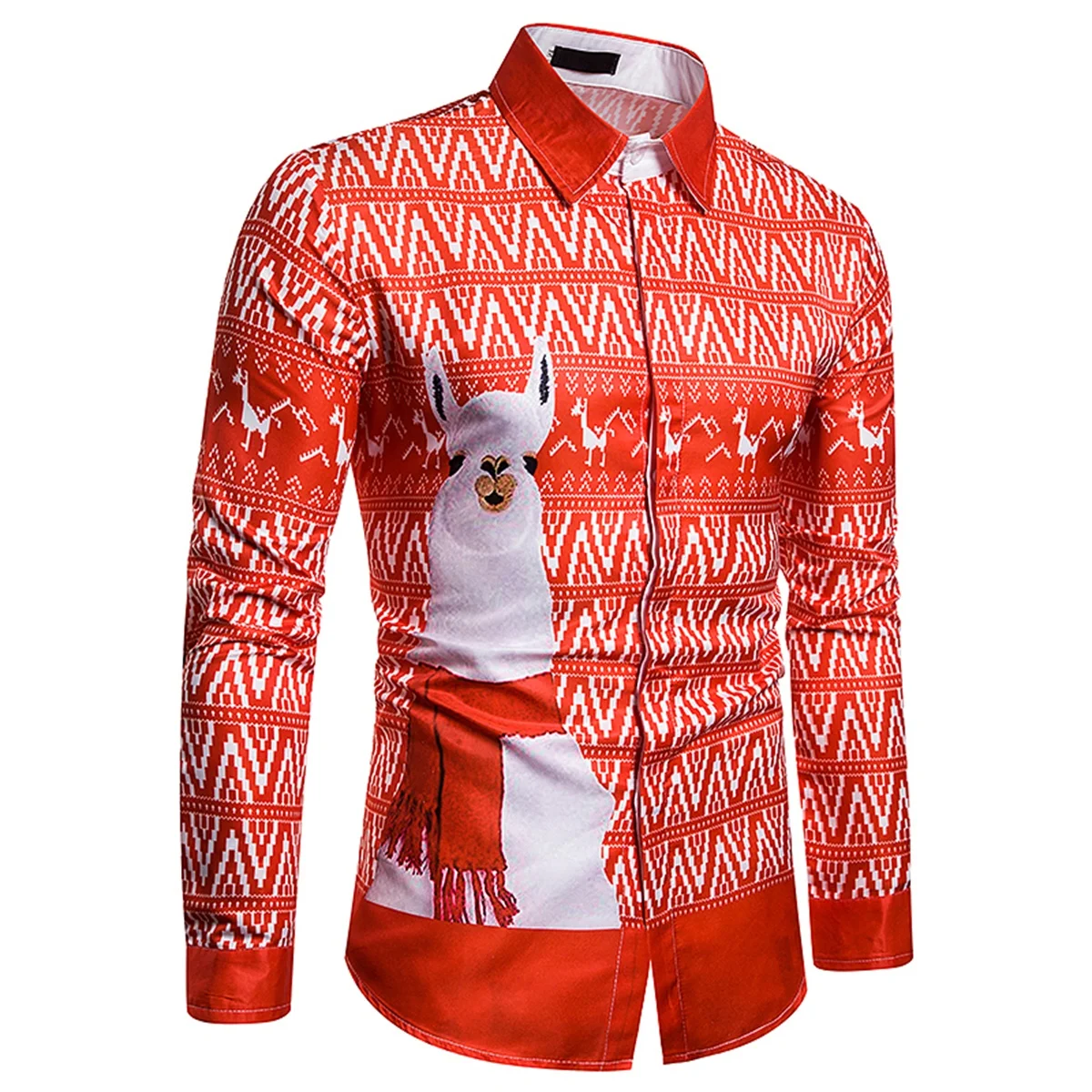 Популярные Новогодние майки для мужчин, мужские рубашки с длинным рукавом, 3D принт, забавная Рождественская рубашка, Повседневная облегающая уличная одежда