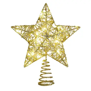 

Christmas Tree Topper Star Glitter Iron Wire Treetop Star With 20 LEDs String Lights Xmas Decor Christmas Party without battery