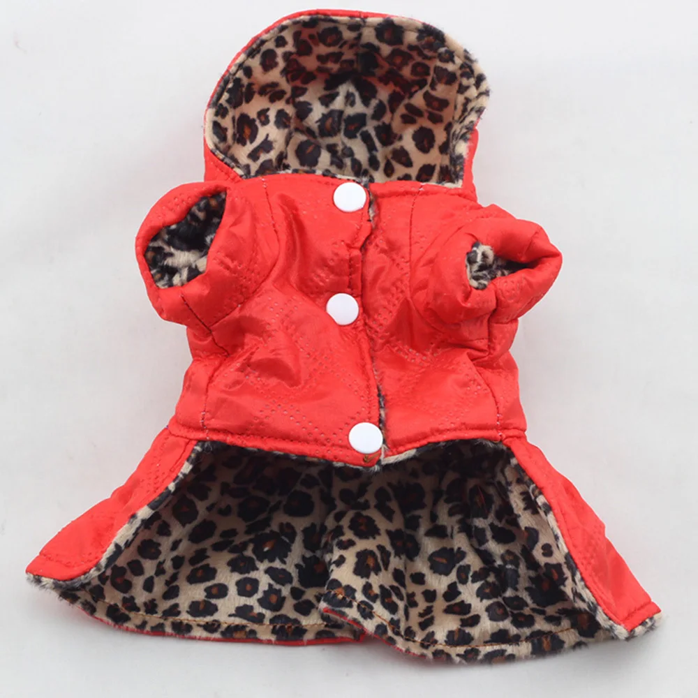 

Dogs Cotton Jacket Pets Dogs Leopard Pattern Tutu Coat Dress Puppy Hoodies Both Sides Wear clothing for Dogs