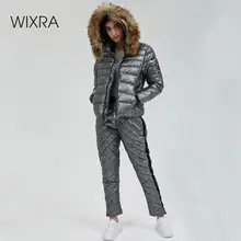 Wixra, зимняя парка с капюшоном, костюмы, комплекты из 2 предметов, элегантная теплая уличная одежда, лыжный костюм, прямая молния, толстый Женский Повседневный Спортивный костюм