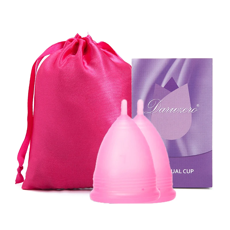 2Pcs-1Clothbag-Pink 2 шт, медицинский сорт, силиконовая менструальная чашка, менструальная чашка, Менструальный коллектор, Женский гигиенический период, чашка для менструального периода - Цвет: 2Pcs-1Clothbag-Pink