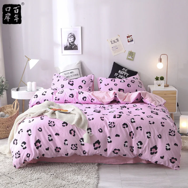 buy 4Pcs Set Bedding Set 28 Style Household Leopard Grain amp; Stripe Grid Bed Set Home Textile Bed Sheet Pillowcase amp; Duvet Cover