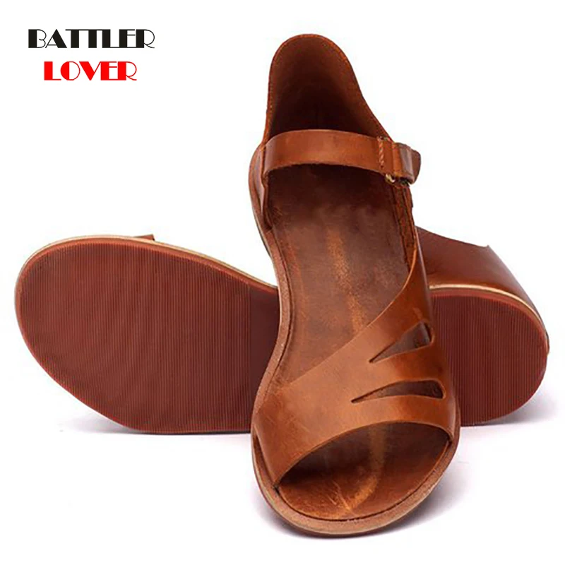genuine leather shoes woman sandal flat heels women flat sandals casual shoes summer sandals women 2019 summer cow leather shoe