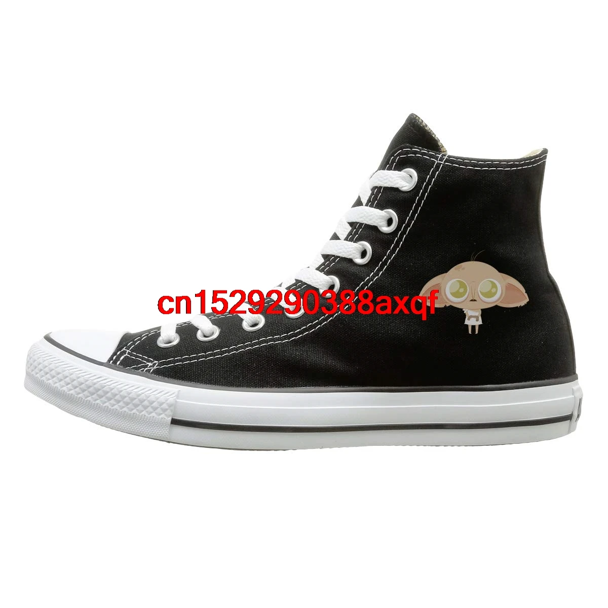 

Unisex Casual Shoes Boys and Girls Sports Shoes Big Eyes Alien Canvas Shoes High Top Casual Black Sneakers Unisex Style