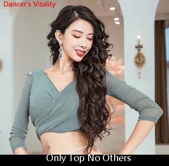 Only Top as Photo Женская одежда для занятий танцами живота, зимний топ, юбка с принтом, сексуальный восточный индийский танцевальный костюм для начинающих - Цвет: Only Top as Photo
