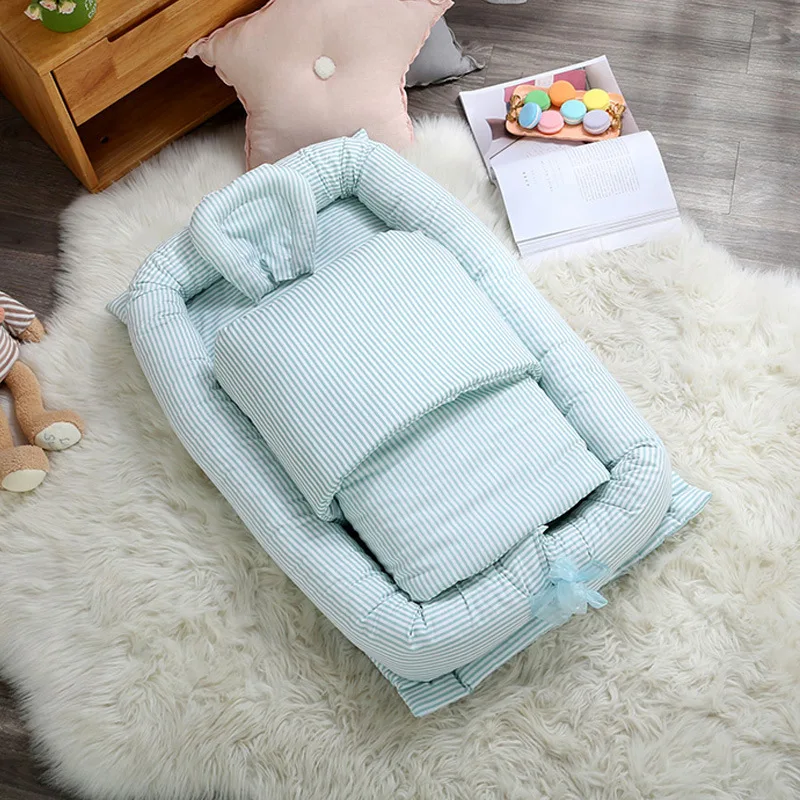 Brief Striped Multi-function Portable Baby crib Newborn Bionic uterus bed Travel Baby Nest Cot With Quilt