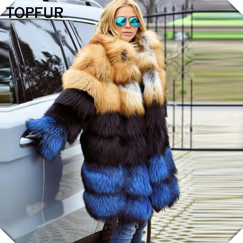 TOPFUR Новое поступление шубы из натурального меха Красной лисы для женщин высокое качество натуральный мех Красной лисы верхняя одежда Большая распродажа Толстая теплая длинная парка