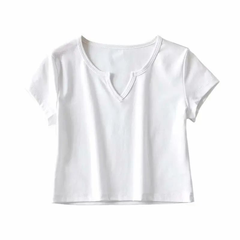 Summer Crop Top Women Short Sleeve Sexy Shirts For Women Fashion Crop Cute  Tops For Teen Girls V Neck Top White - T-shirts - AliExpress