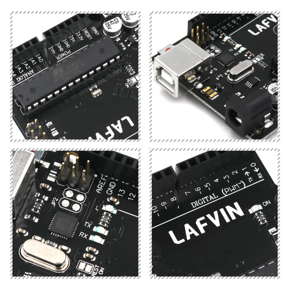 LAFVIN для UNO R3 плата ATmega328P ATMEGA16U2 макетная с USB кабелем Arduino розничной