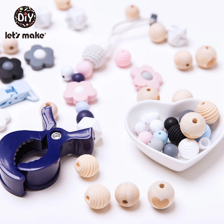 Давайте сделаем DIY аксессуары для детской коляски с цветочным рисунком клип Деревянный Прорезыватель Держатель для пустышки зажим для изготовления зубной прорезыватель для малышей погремушки для младенцев