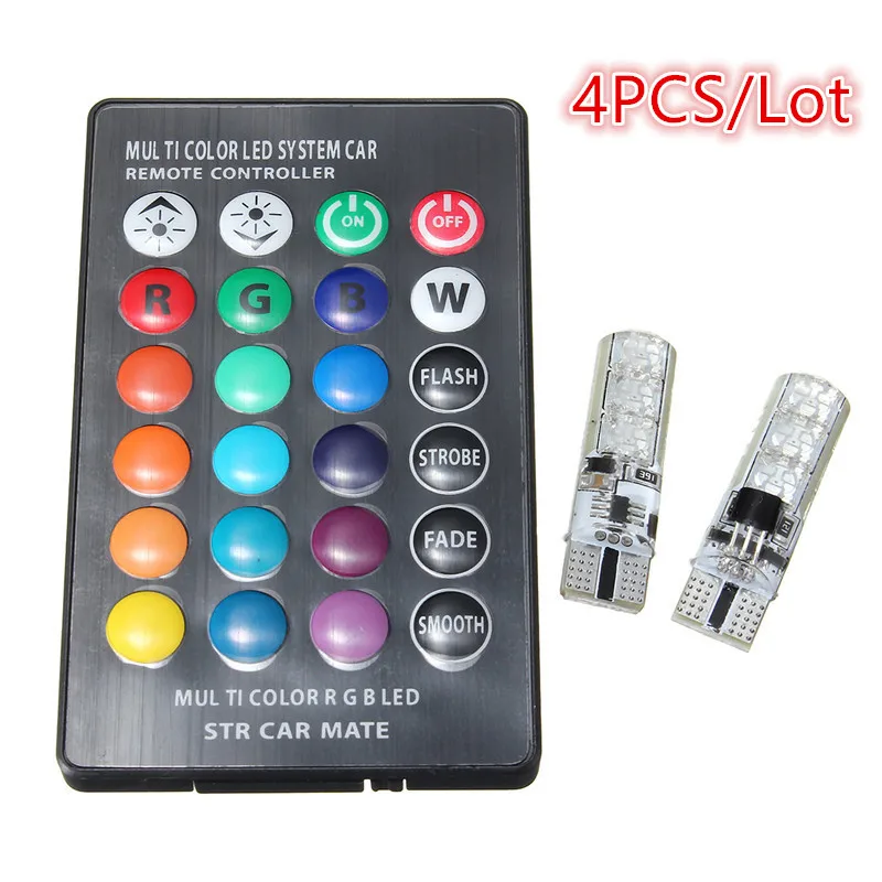 4 шт. DC 12 В RGB светодиодный 194 168 5050 SMD купольный светильник для чтения автомобилей