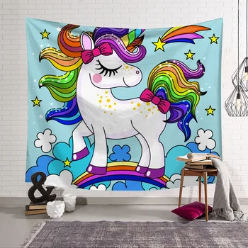 

New Style Listed Rainbow Horse Unicorn Beast 3D Digital Printing Tapestry Hanging from a Printed Free Design