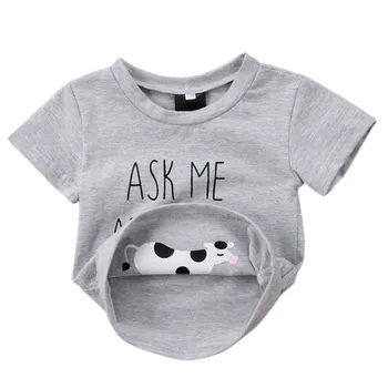 

Baby Boys Short Sleeve T-shirt Toddler Kids Baby Clothes Letter Printing Tops T-Shirt Blouse Ask Me About My Moo Cow Tshirt