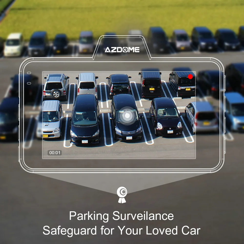 Azdome Tela Fhd 1080p Dvr Carro Traço Cam Visão Noturna Gravador M01 3 Ips 8 DVR/Câmera Dash
