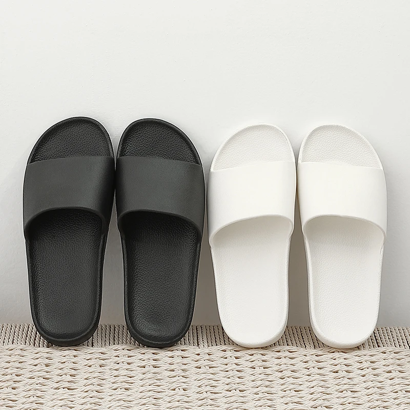 Summer Home Men Slippers Simple Black White Lovers Shoes Non-slip Bathroom Slides Flip Flops Indoor Women Platform Slippers