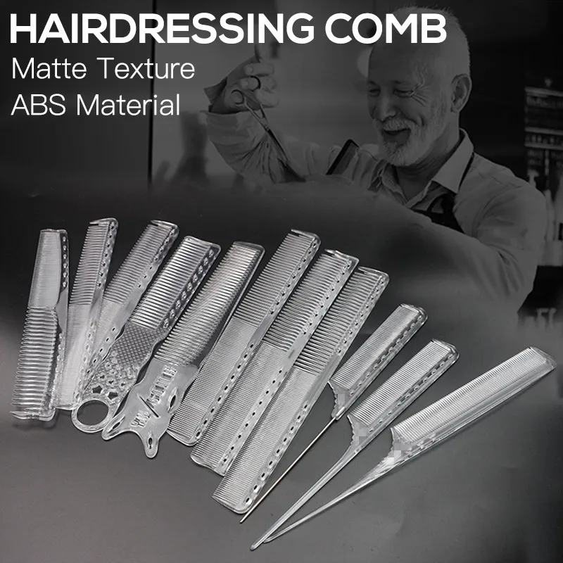 

Hair Stylist Transparent Cutting Barber Comb Anti-static Clear Cutting Comb Non-slip Handle Professional Hairdresser Comb Set