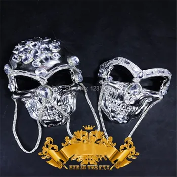 

Halloween Skull mask ballroom dance costumes singer stage show wears bar party dj mask club performance catwalk headwear