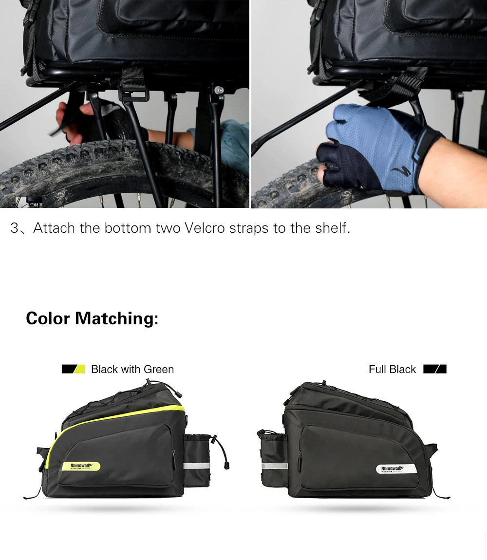 RHINOWALK New Bicycle Bags Mountain Bike Saddle Rack Trunk Bags Travel Cycling Luggage Carrier 17L Camera Handbag Waterproof  (15)